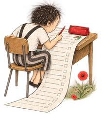 petit personnage qui rempli méthodiquement le formulaire